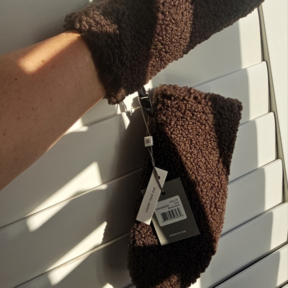 SOIA&KYO Callie Shearling Faux Mittens Mushroom Brown Coffee Luxury One size - Picture 9 of 9